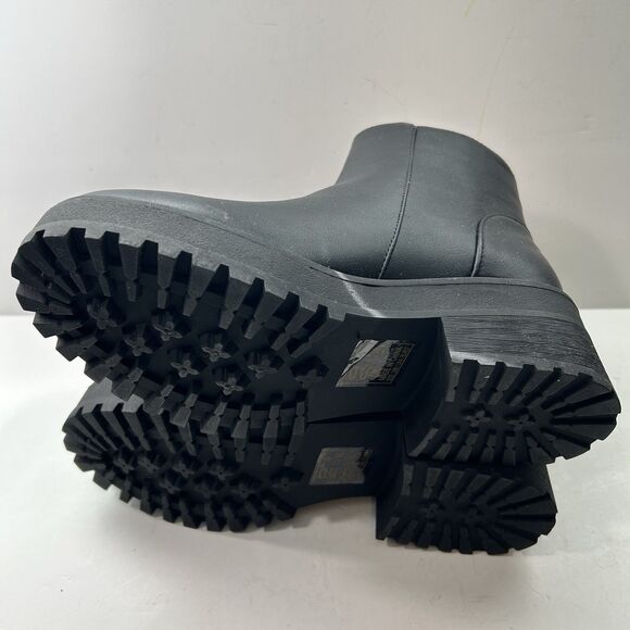 Qupid Women Side Zip Lug Black Platform Chunky Ankle Boot Size 6 - Picture 11 of 11